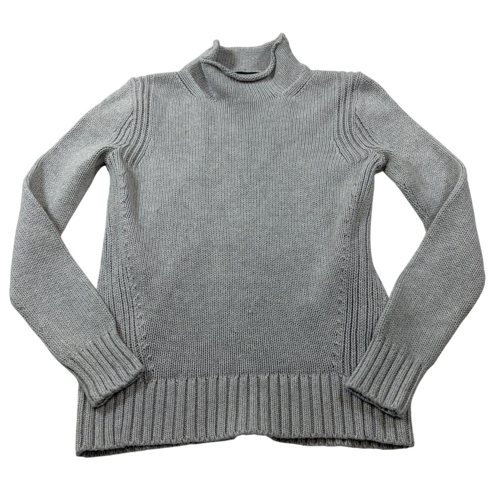 J.Crew Always Oarsmen Mock Neck Vintage Sweater Gray Cotton Shaker Stitch S